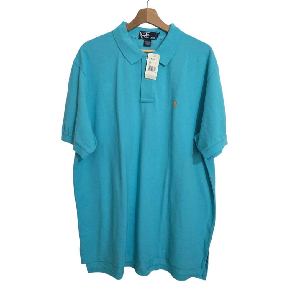 NEW Vintage Polo Ralph Lauren Made in USA True Aqua 100% Cotton Polo Shirt XXL